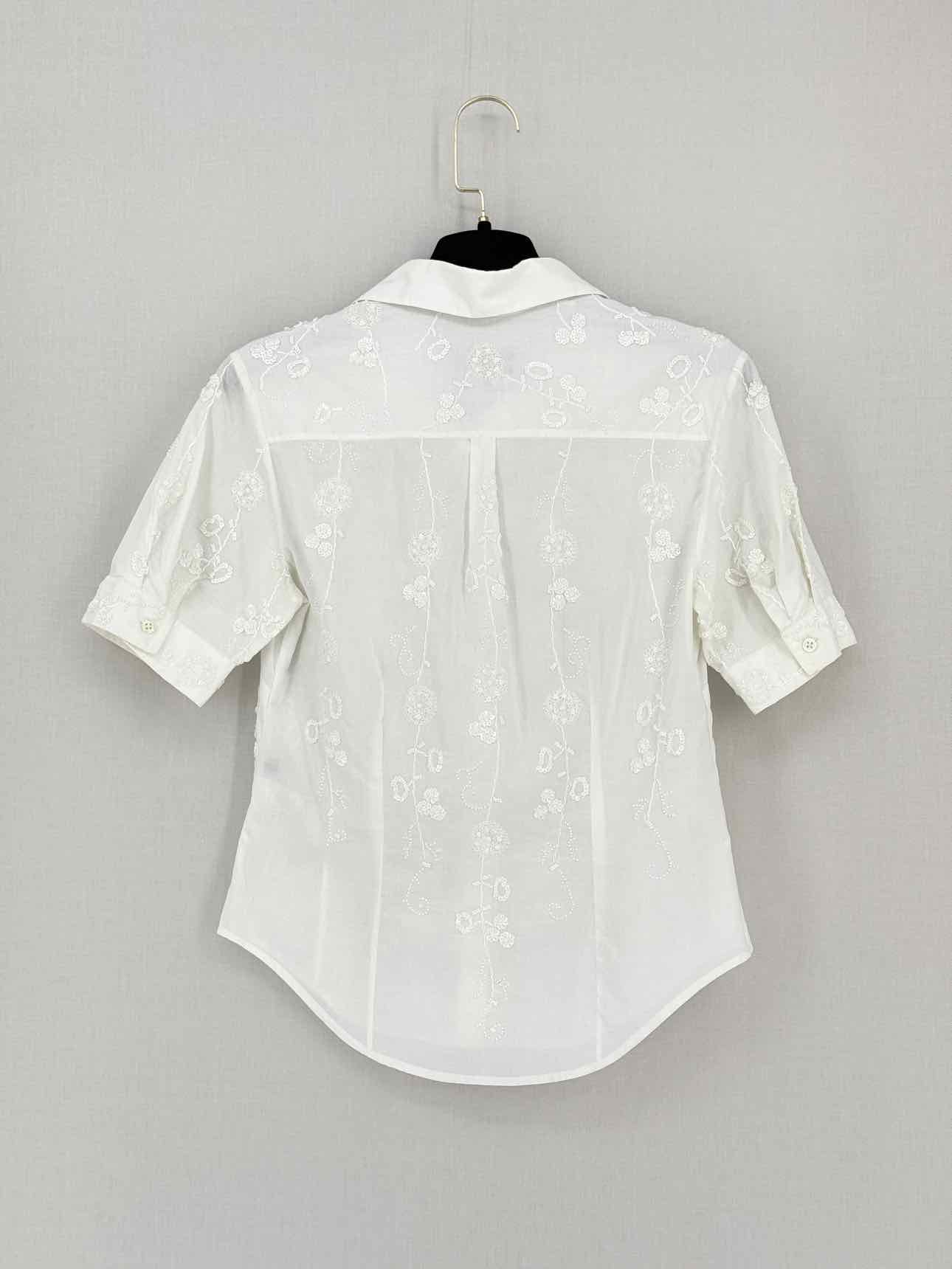 PAUL SMITH White Floral Embroidered Size US 6 Shirt