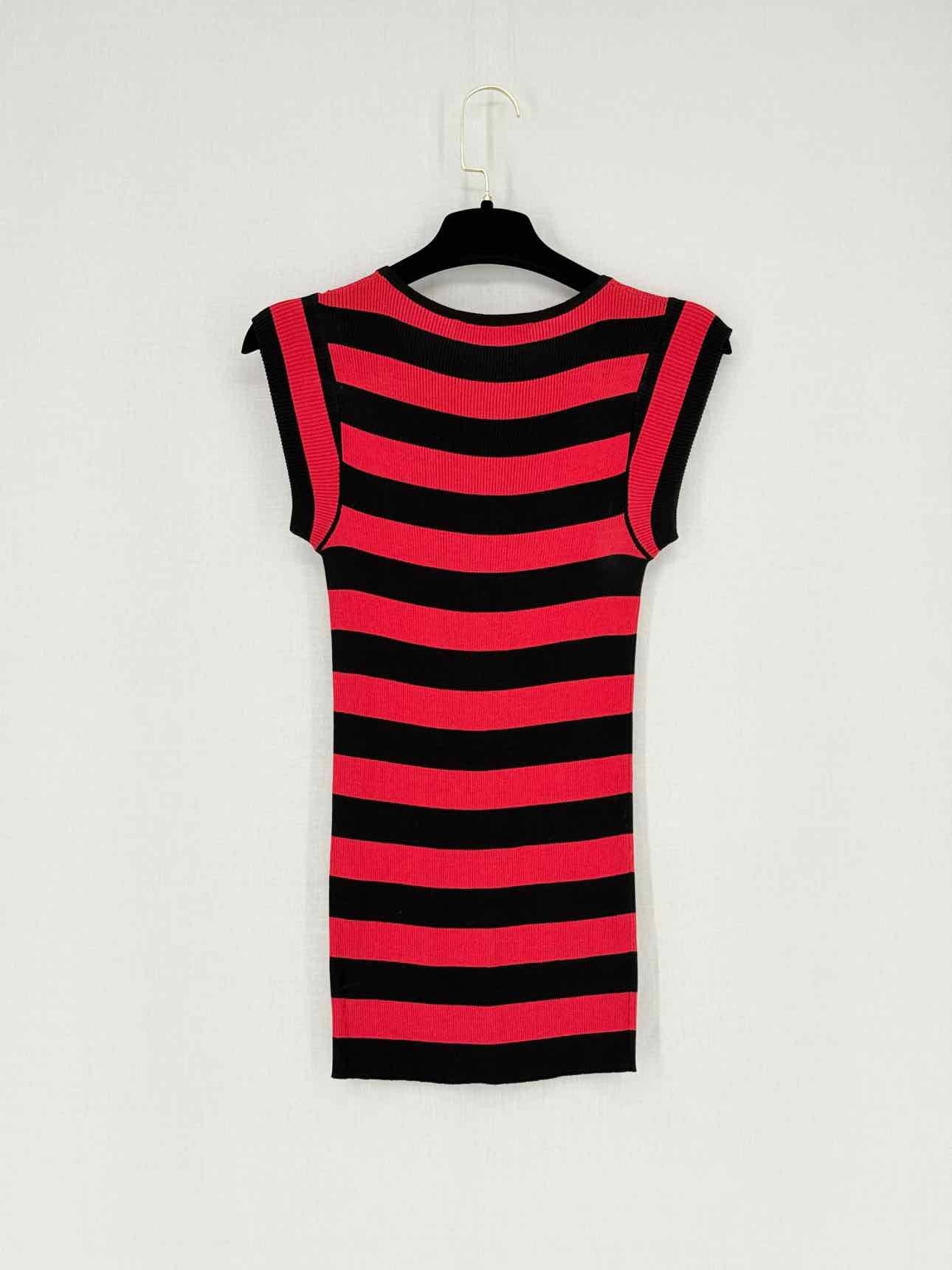 DOLCE & GABBANA Red & Black Striped Size US 4 Top
