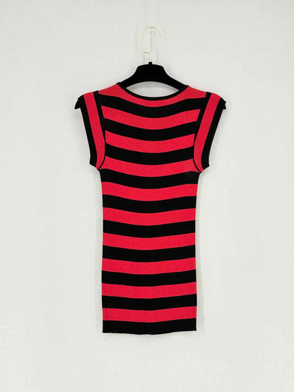 DOLCE & GABBANA Red & Black Striped Size US 4 Top