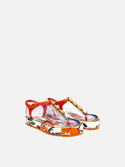 DOLCE & GABBANA Ankle Strap Orange Sandals 38.5