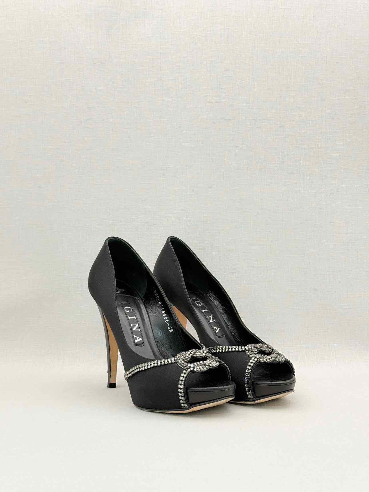 GINA Black Crystal Embellished Size EU 38.5 Pumps