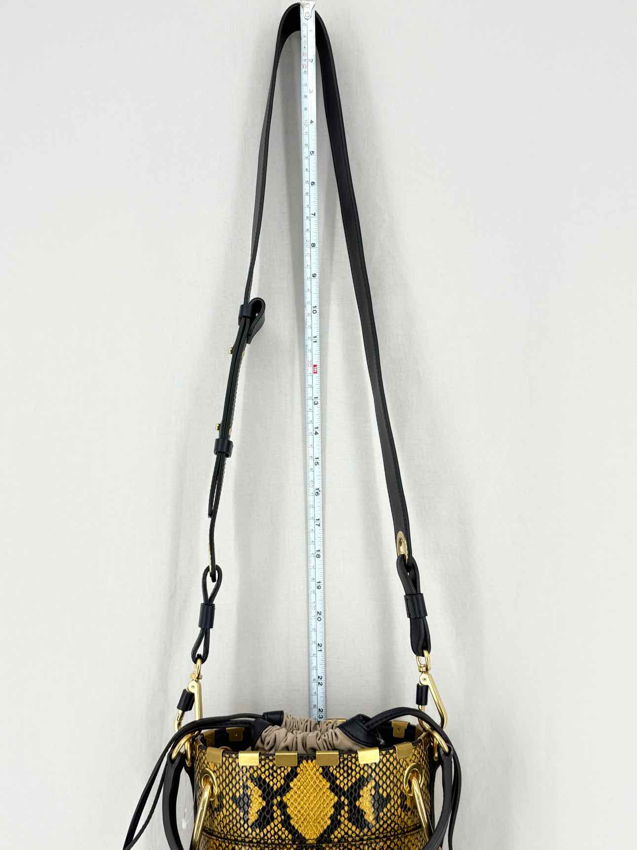 CHLOE Roy Yellow & Black Python Embossed Bucket Bag