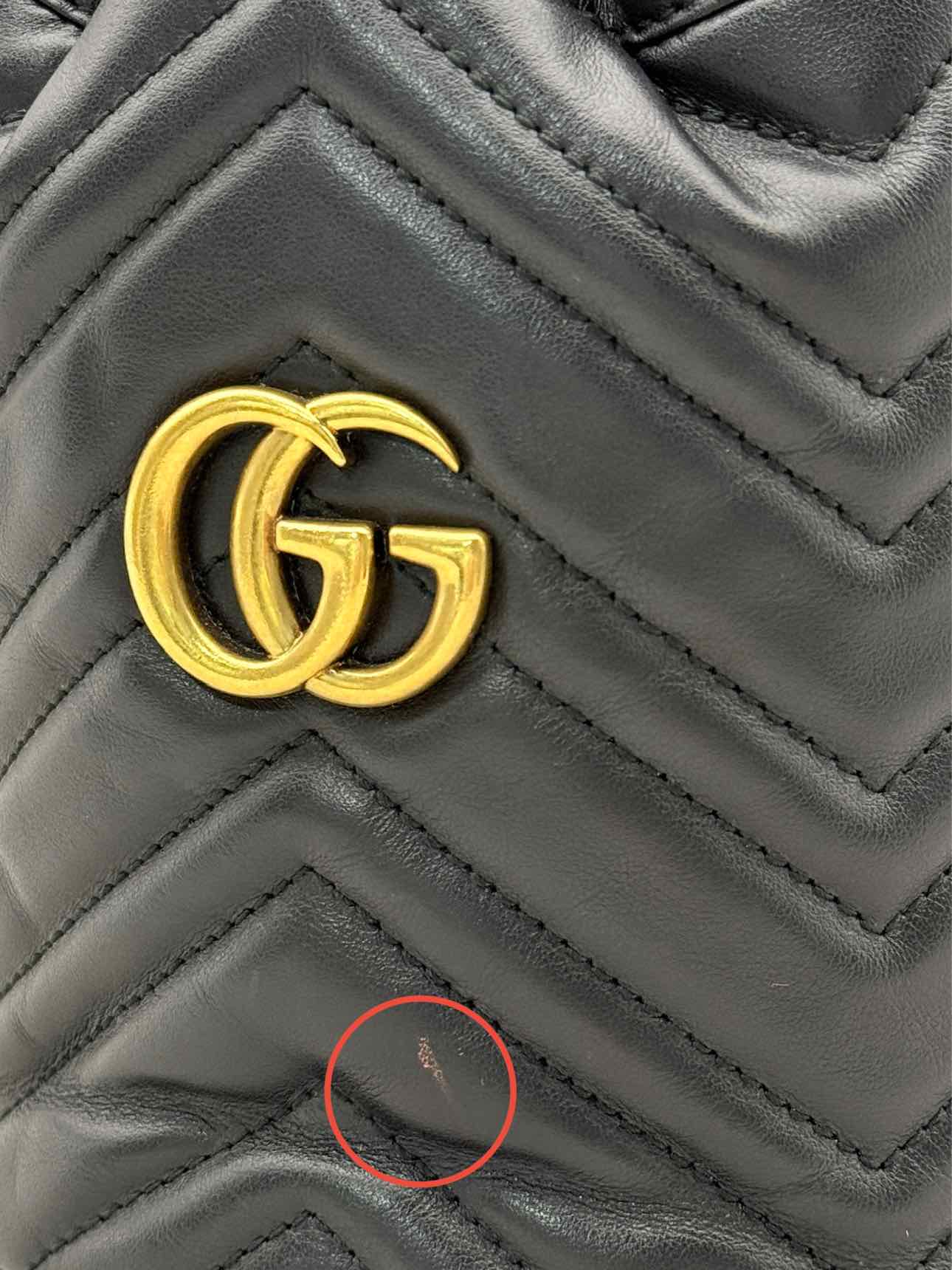 GUCCI GG Marmont Black Chevron Bucket Bag
