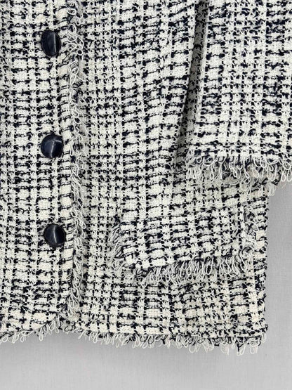 ST. JOHN Tweed Fringe White & Black Size US 14 Jacket