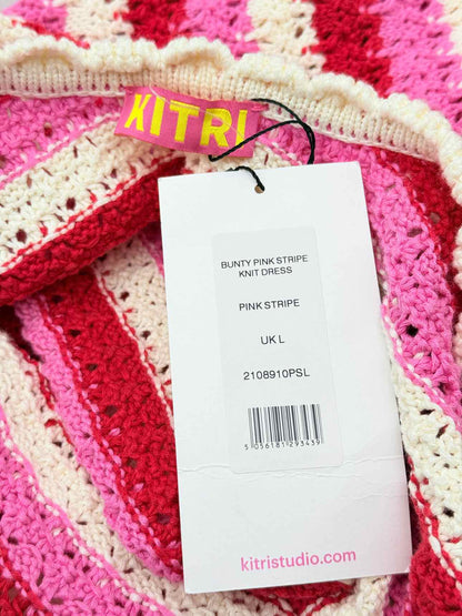 KITRI Bunty Pink, Red & White Size Large Long Dress