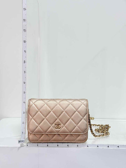 CHANEL Wallet on Chain Metallic Gold Quilted Crossbody