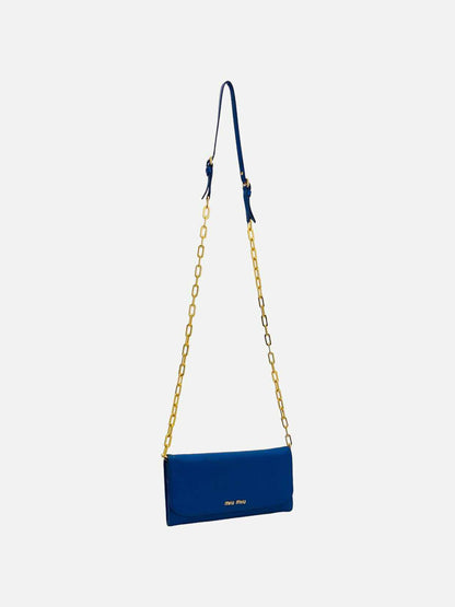 Pre - loved MIU MIU Wallet on Chain Royal Blue Shoulder Bag at Reems Closet