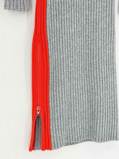 SPORTMAX Grey & Red Ribbed Size Small Midi Dress