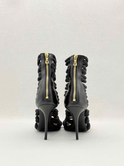 BALMAIN Gladiator Black Rope Size EU 37 Heeled Sandals