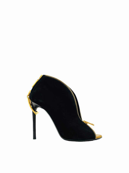 TOM FORD Open Toe Black w/ Gold Size EU 35 Booties