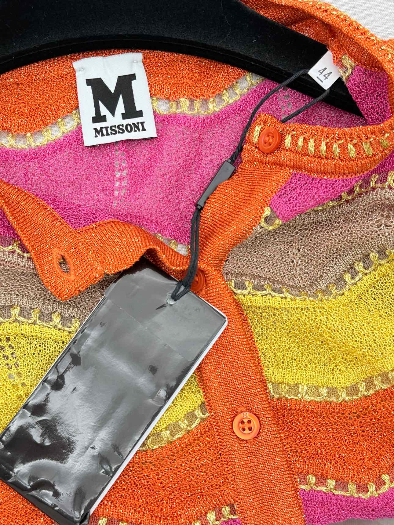 M MISSONI Pink Multicolor Chevron Size US 8 Cardigan