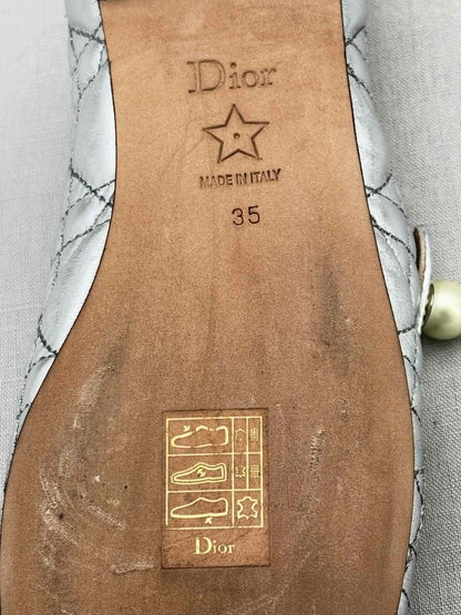 CHRISTIAN DIOR Silver Cannage Size EU 35 Ballet Flats