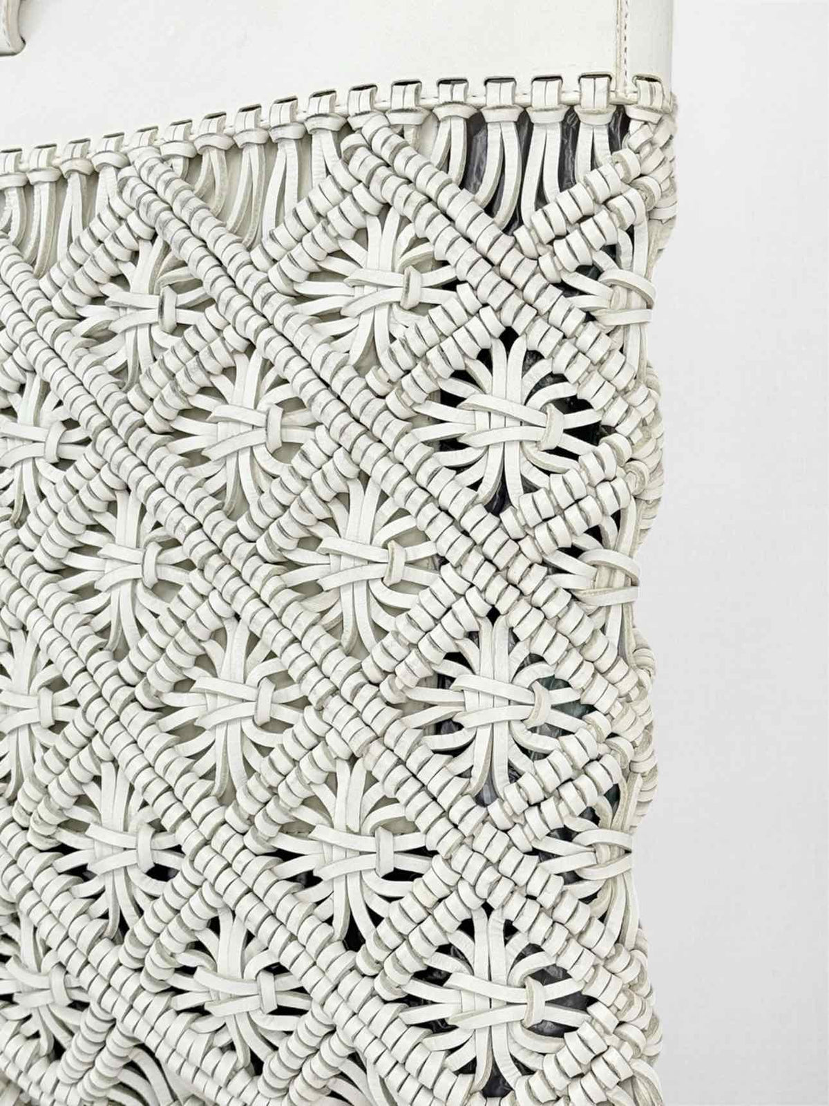 TORY BURCH Macrame Fringe Off-white Woven Crossbody