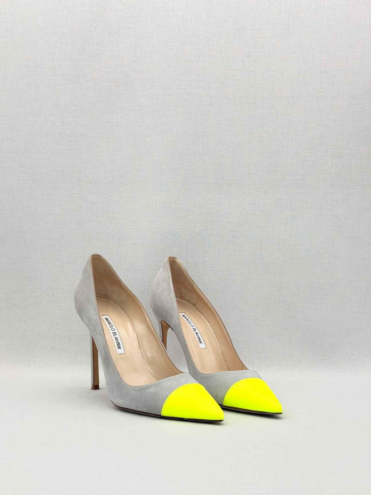 MANOLO BLAHNIK Bipunta Grey & Yellow Size EU 38.5 Pumps