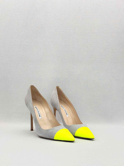 MANOLO BLAHNIK Bipunta Grey & Yellow Size EU 38.5 Pumps