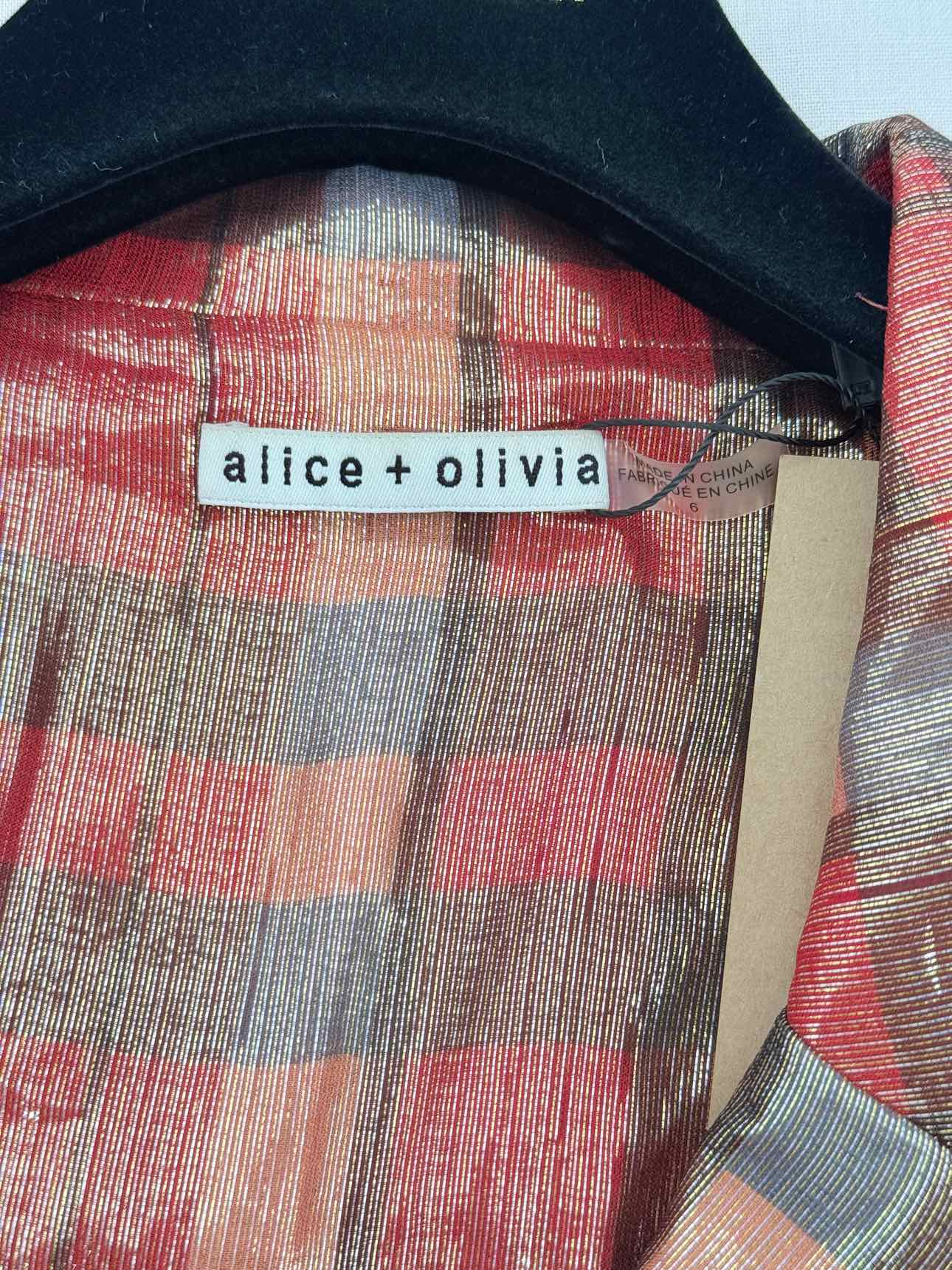 ALICE + OLIVIA Red Multicolor Size US 6 Short Dress