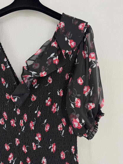 TALULAH Black w/ Red & White Size Medium Midi Dress