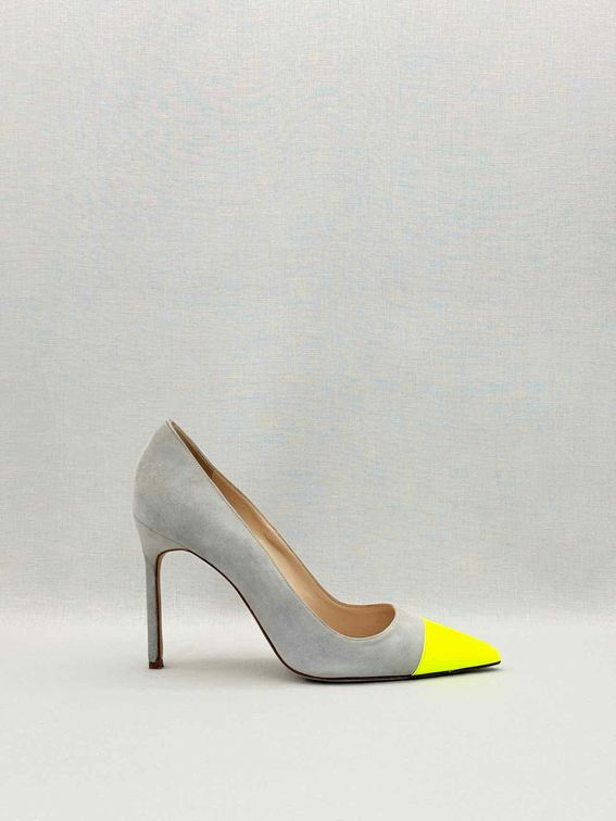 MANOLO BLAHNIK Bipunta Grey & Yellow Size EU 38.5 Pumps