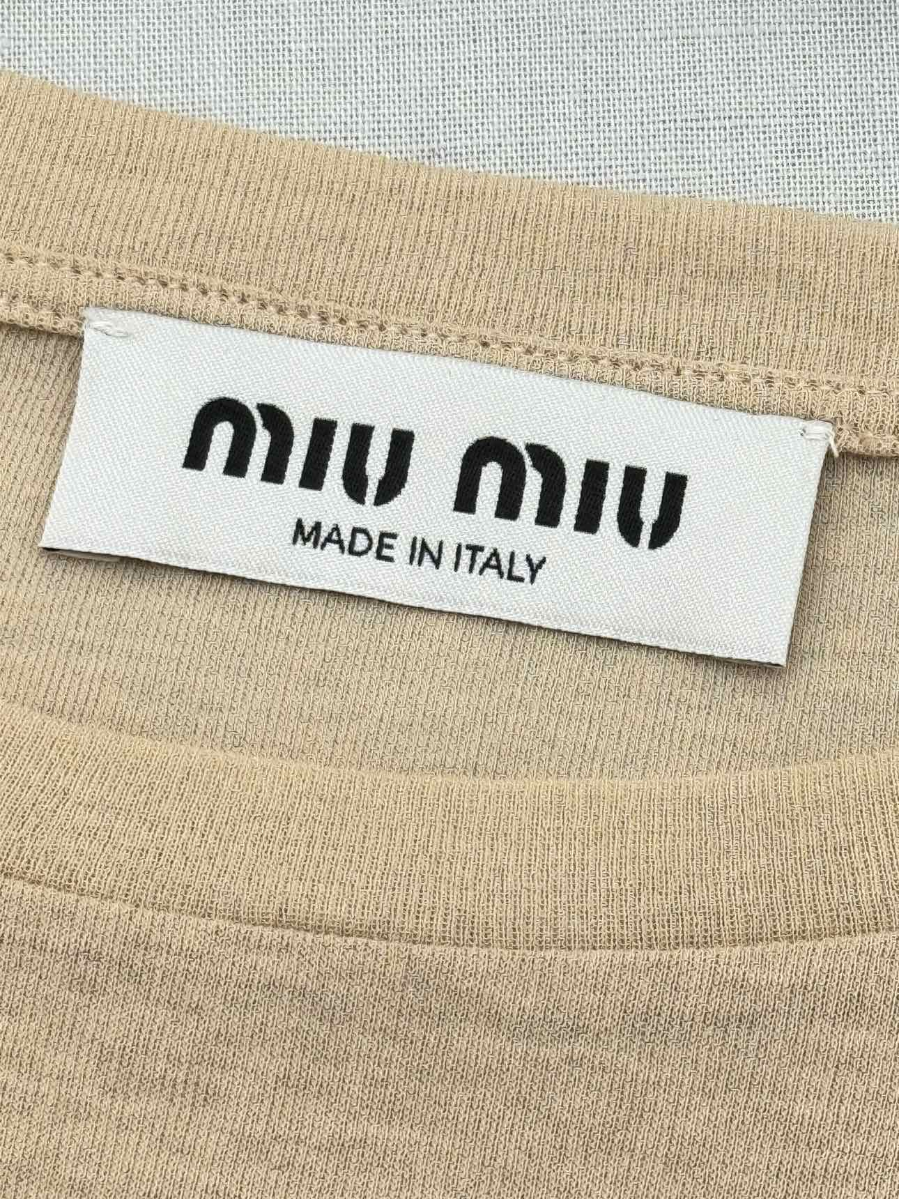 MIU MIU Beige Logo Size Small T-shirt
