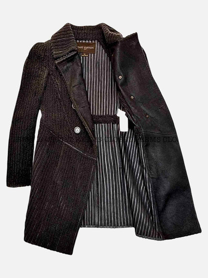 LOUIS VUITTON Double Breasted Brown Size US 6 Coat