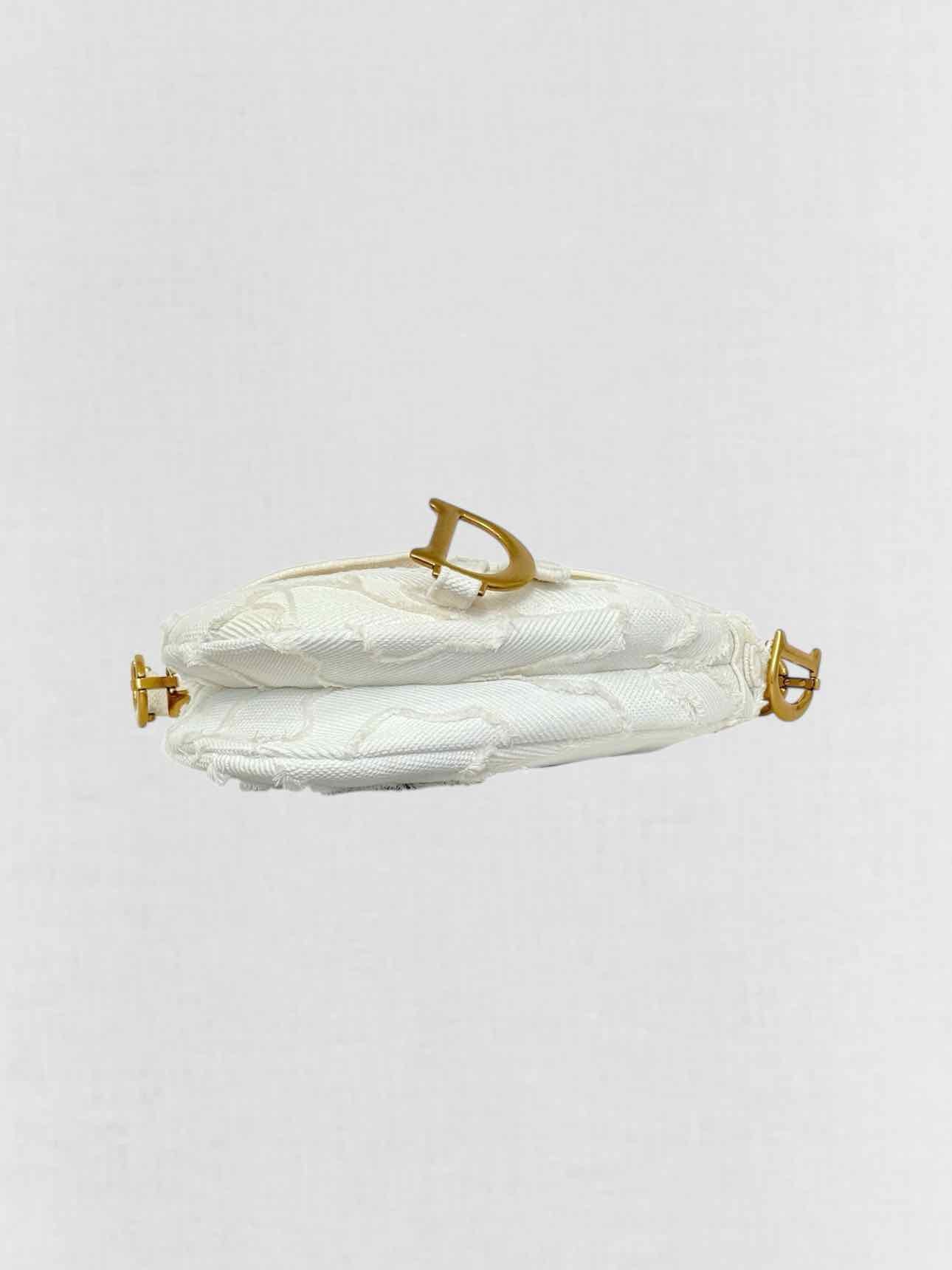 DIOR White Oblique Saddle Bag