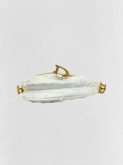 DIOR White Oblique Saddle Bag