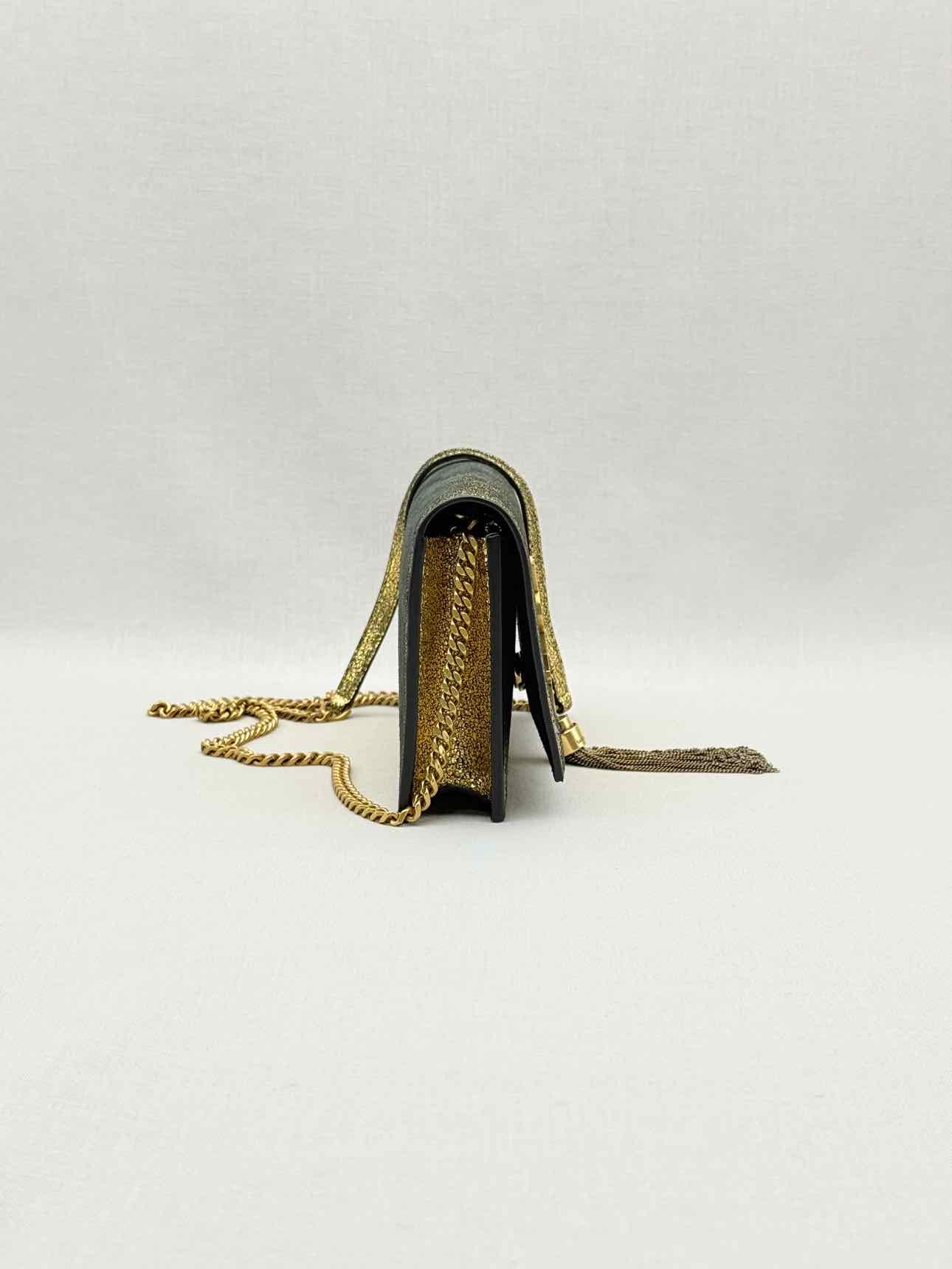 SAINT LAURENT Kate Metallic Gold Monogram Crossbody