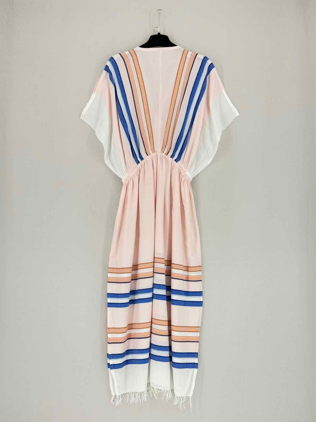 LEM LEM Peach Multicolor Striped Size XSmall Midi Dress