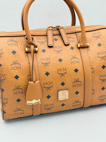 MCM Boston Brown Monogram Top Handle