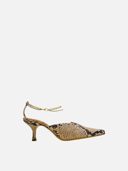 KALDA Ankle Chain Beige & Black Snakeskin Heeled Shoes