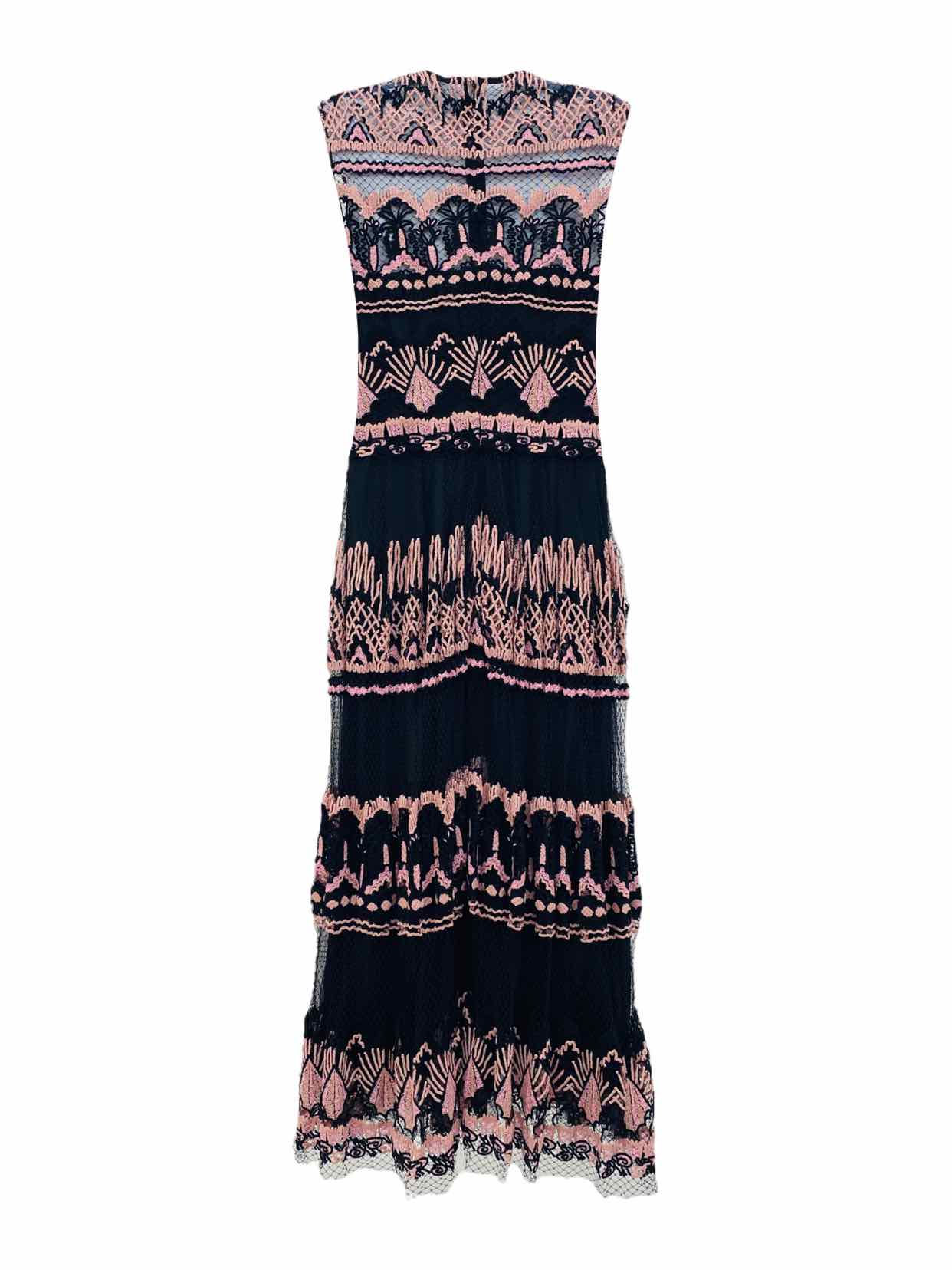 VALENTINO Maxi Black & Pink Maxi Dress US10