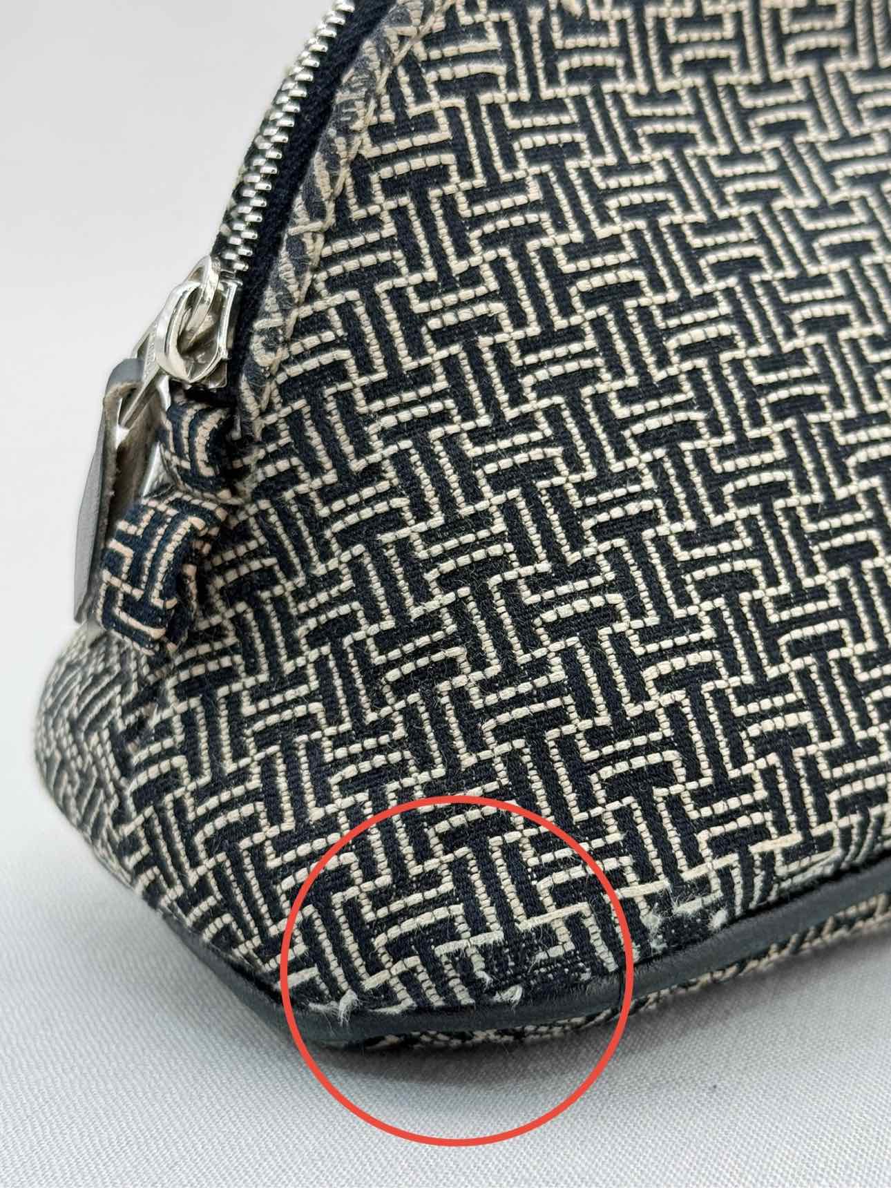HERMES Cosmetic Black & White Small H Jacquard Pouch