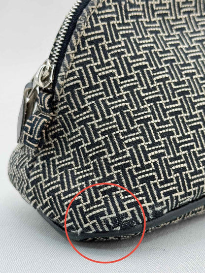 HERMES Cosmetic Black & White Small H Jacquard Pouch