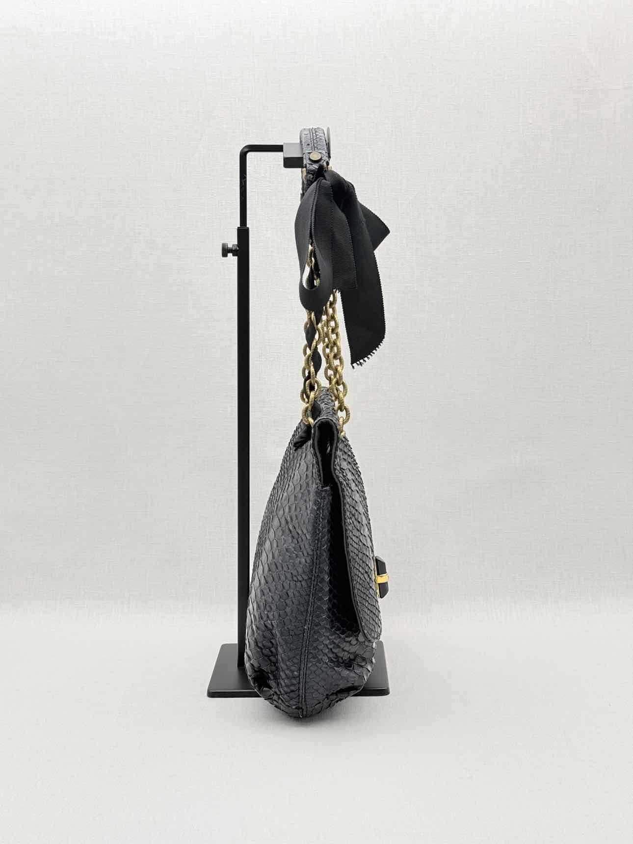 LANVIN Bow Navy Shoulder Bag