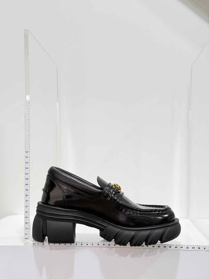GUCCI Lug Sole Black Horsebit Size EU 37.5 Loafers