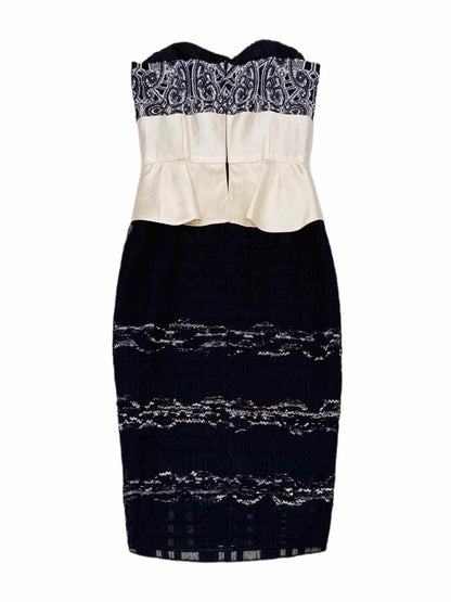 PRABAL GURUNG Sheath Black, White & Grey Cocktail Dress