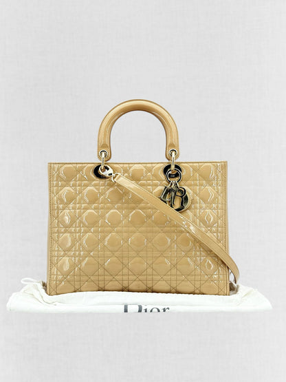 DIOR Lady Dior Beige Cannage Top Handle