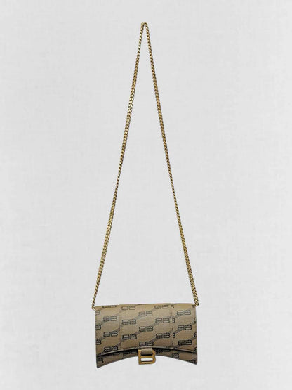 BALENCIAGA Wallet on Chain Brown Monogram Crossbody
