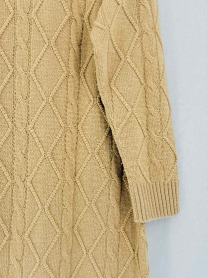 MAX MARA Beige Cable Knit Size Medium Midi Dress