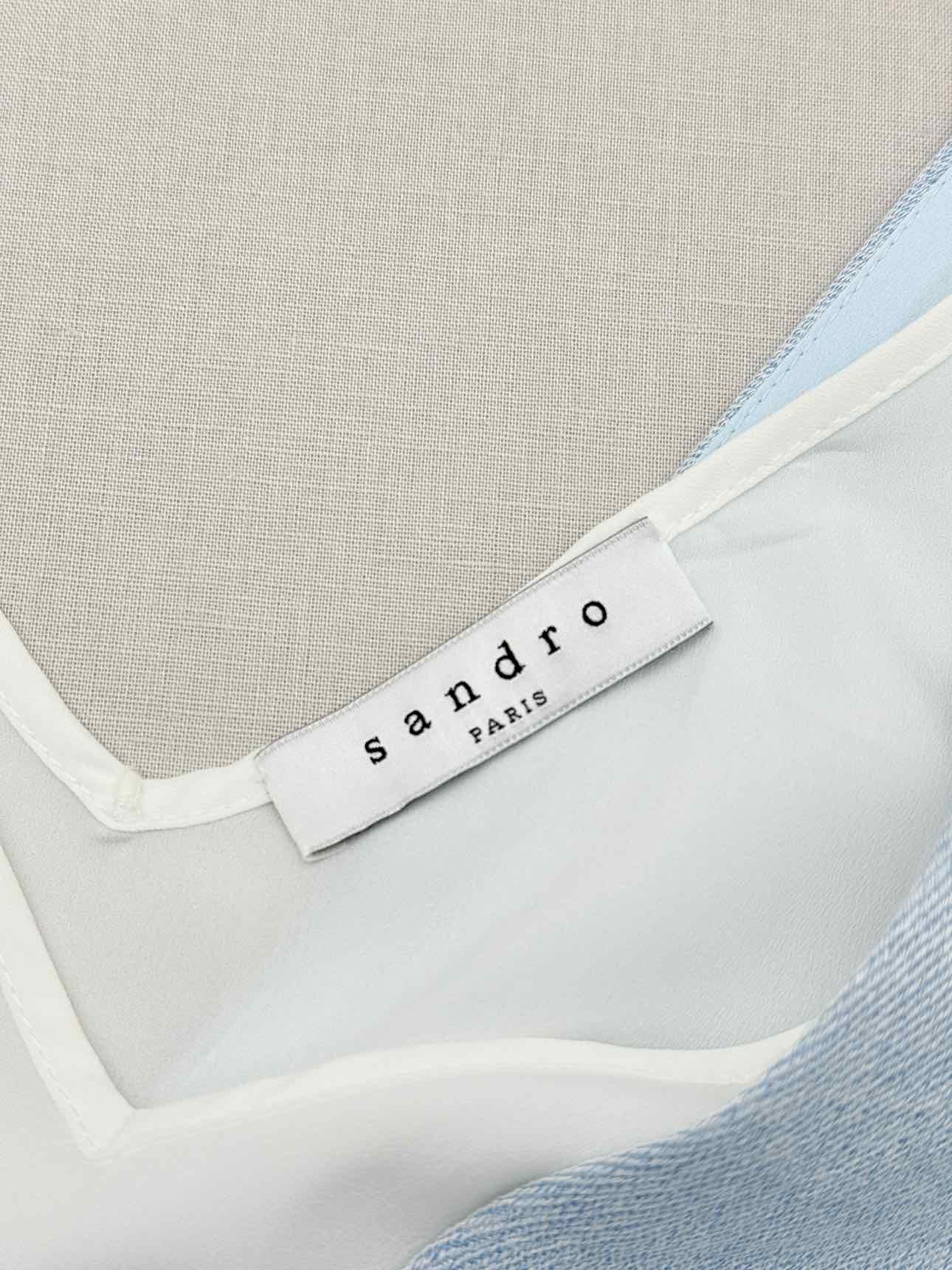 SANDRO Light Blue & White Size Small Short Dress