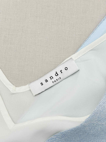 SANDRO Light Blue & White Size Small Short Dress