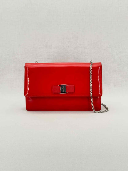 SALVATORE FERRAGAMO Bow Red Shoulder Bag