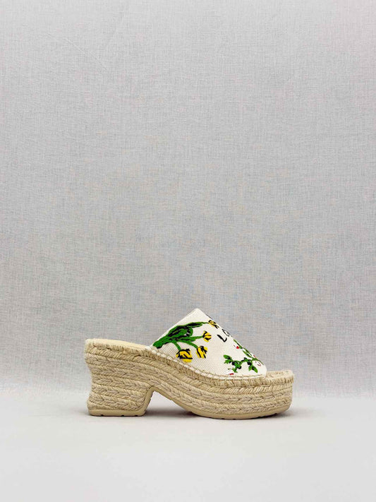 LOEWE Petal Platform Cream Multicolor Size EU 35 Mules