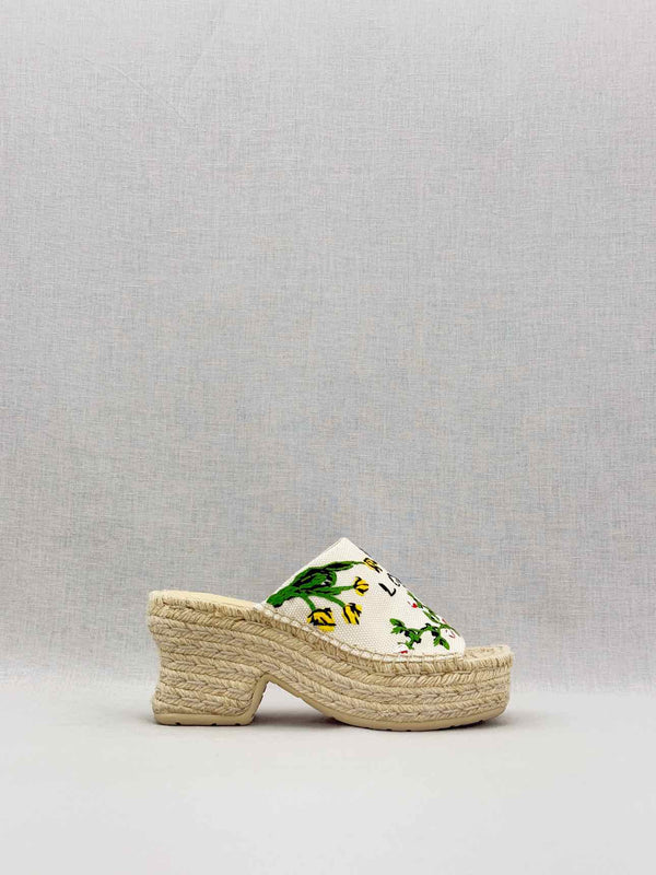 LOEWE Petal Platform Cream Multicolor Size EU 35 Mules