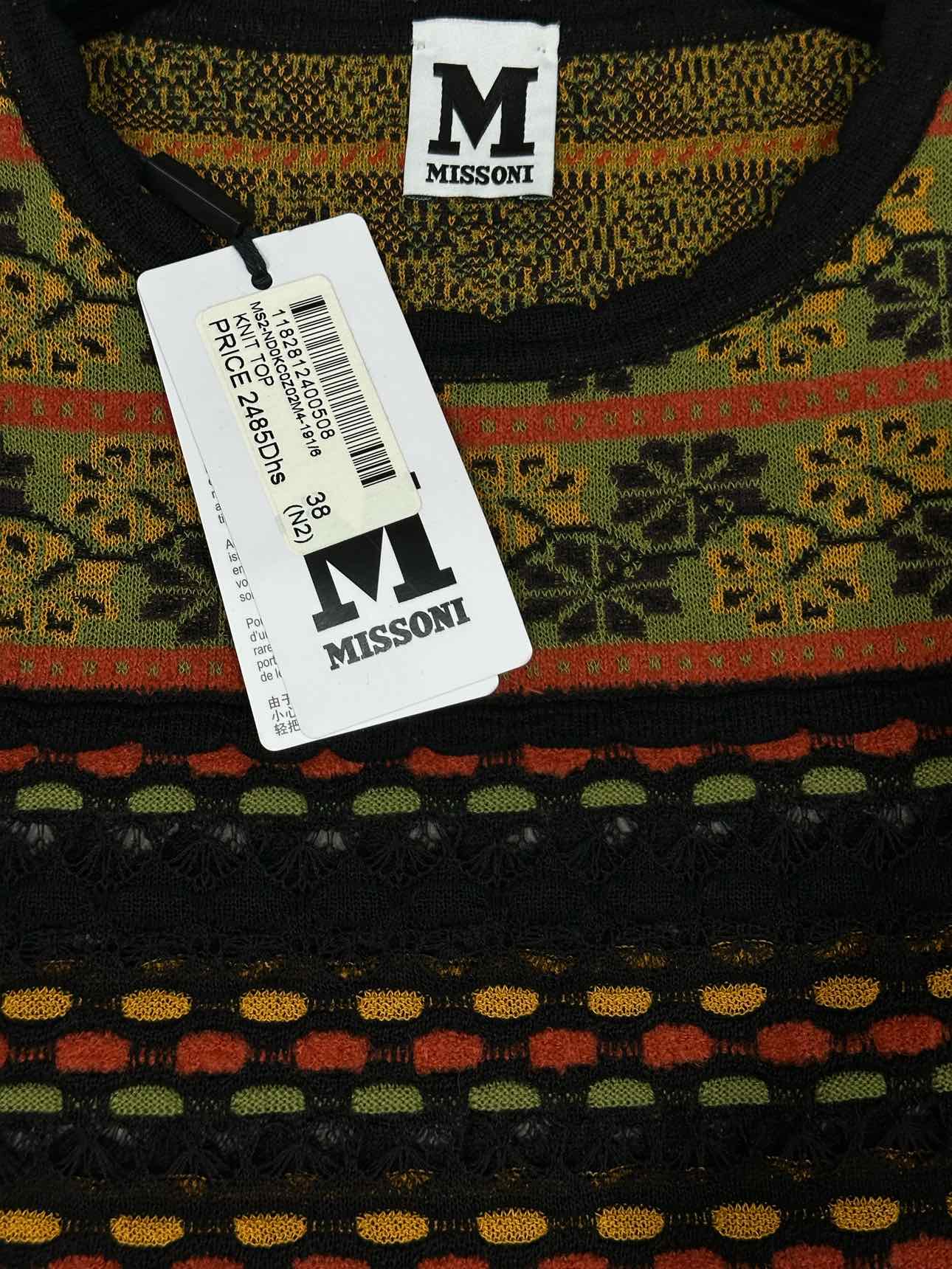 M MISSONI Brown Multicolor Knit Size US 2 Top