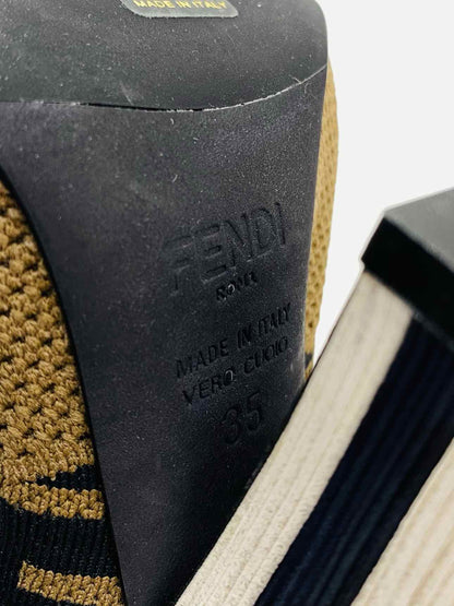 FENDI Sock-style mesh Brown & Black Ankle Boots 35