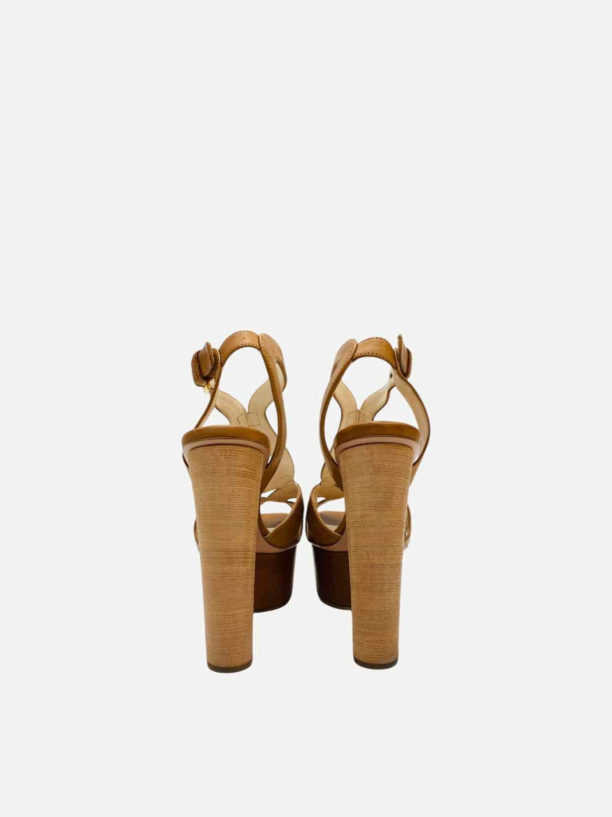 PRADA Strappy Tan Heeled Sandals 36.5