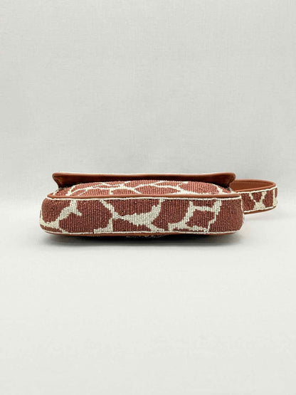 STAUD Tommy Brown & Beige Giraffe Print Shoulder Bag