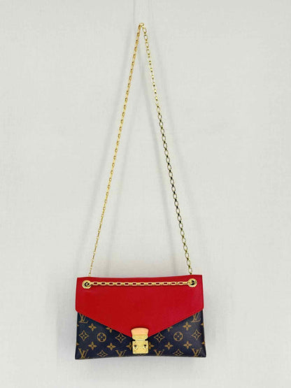 LOUIS VUITTON Pallas Chain Red Monogram Shoulder Bag