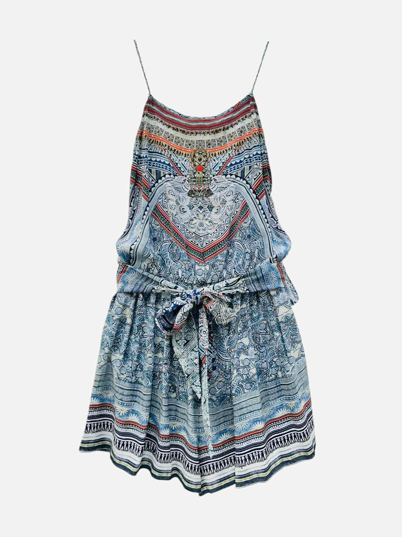 CAMILLA Blue Multicolor Printed Playsuit